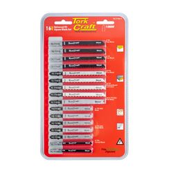 TORK CRAFT T-shank Jigsaw Blades 16pc Set Assorted Metal & Wood Cutting